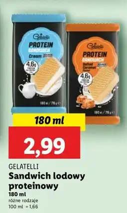 Lidl Lody GELATELLI Sandwich proteinowy oferta