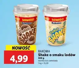 Lidl Shake o smaku lodów czekolada Bakoma Twist oferta