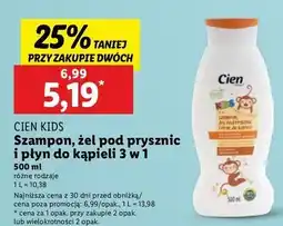 Lidl Szampon, żel pod prysznic i płyn do kąpieli 3w1 bananowy Cien Kids oferta