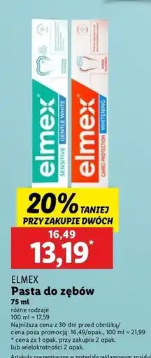 Lidl Pasta do zębów przeciw próchnicy whitening Elmex oferta