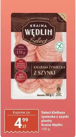 Biedronka Kiełbasa żywiecka z szynki - plastry Kraina Wędlin Select oferta