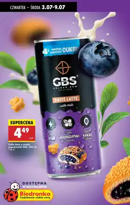 Biedronka Napój kawowy caffe latte o smaku jagodzianki GBS oferta