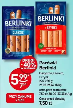 Żabka Parówki Berlinki klasyczne/z serem/z szynki oferta