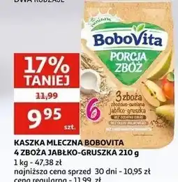 Auchan Kaszka mleczna 3 zboża jabłko - gruszka Bobovita Porcja Zbóż oferta