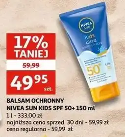 Auchan Balsam ochronny na słońce swim & play spf 50+ Nivea Sun Kids oferta