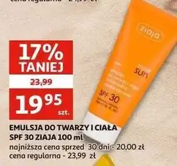 Auchan Emulsja do twarzy i ciała wodoopdorna spf 30 Ziaja Sopot Sun oferta