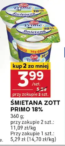 Stokrotka Śmietana Primo 18% Zott oferta