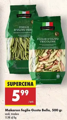 Biedronka Makaron foglie verdi Gusto Bello oferta