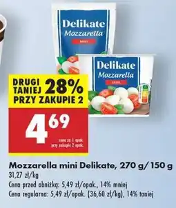 Biedronka Mozzarella mini Delikate, 270 g/150 g oferta