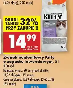 Biedronka Żwirek bentonitowy Kitty o zapachu lawendowym, 5 l oferta