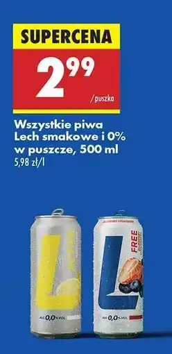 Biedronka Wszystkie piwa Lech smakowe i 0% w puszce, 500 ml oferta