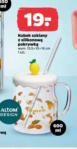 Netto Kubek szklany z silikonową pokrywką 600 ml Altom Design oferta