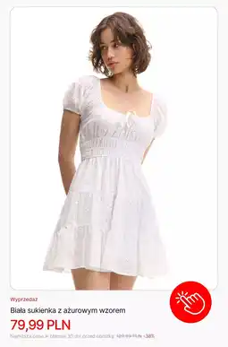 Cropp Biała sukienka z ażurowym wzorem oferta