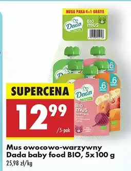 Biedronka Mus owocowo-warzywny baby food BIO 5-pak Dada oferta