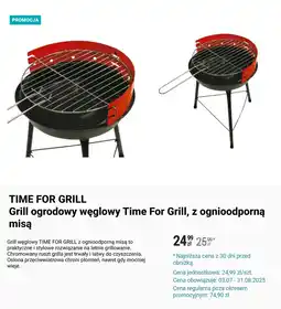 Biedronka TIME FOR GRILL Grill ogrodowy węglowy z ognioodporną oferta