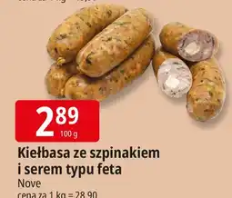 E.Leclerc Kiełbasa ze szpinakiem i serem typu feta Nove oferta
