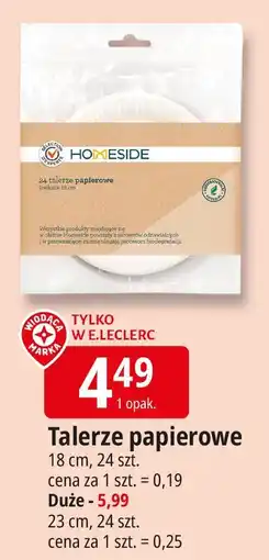 E.Leclerc Talerze papierowe Homeside oferta