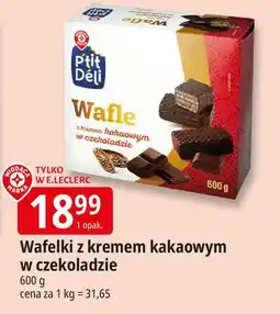 E.Leclerc Wafle z kremem kakaowym w czekoladzie Wiodąca Marka P'tit Deli oferta