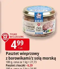E.Leclerc Pasztet wieprzowy z mięsem kaczki Wiodąca Marka Cote Table oferta