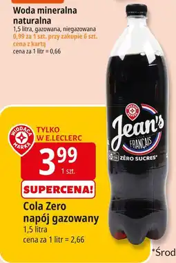 E.Leclerc Napój Wiodąca Marka Jean's Cola Zero oferta
