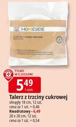 E.Leclerc Talerz z trzciny cukrowej 20 x cm Homeside oferta