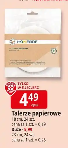 E.Leclerc Talerze papierowe okrągłe 18 cm Homeside oferta