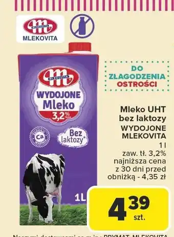 Carrefour Market Mleko UHT bez laktozy wydojone Mlekovita oferta