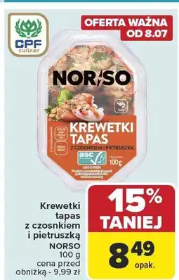 Carrefour Krewetki tapas z czosnkiem i pietruszką Norso oferta
