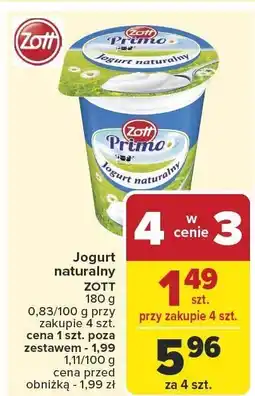 Carrefour Jogurt naturalny Zott oferta