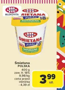 Carrefour Śmietana Polska Mlekovita oferta