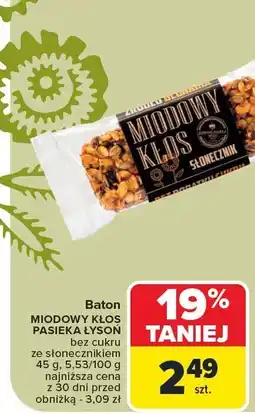 Carrefour Baton miodowy Kłos ze słonecznikiem Pasieka Łysoń oferta