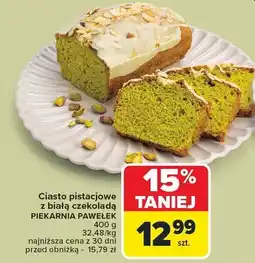 Carrefour Ciasto pistacjowe z białą czekoladą Piekarnia Pawełek oferta