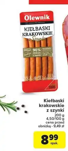 Carrefour Kiełbaski krakowskie z szynki Olewnik oferta