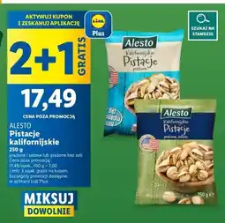 Lidl Pistacje Alesto kalifornijskie prażone 2+1 GRATIS oferta