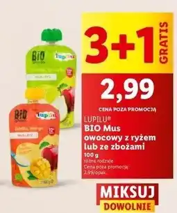 Lidl BIO mus owocowy z ryżem lub ze zbożami Lupilu 3+1 GRATIS oferta