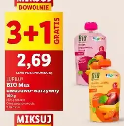 Lidl Mus owocowo-warzywny BIO Lupilu 3+1 GRATIS oferta