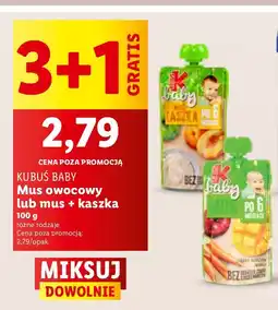 Lidl Mus owocowy lub mus + kaszka Kubuś Baby oferta
