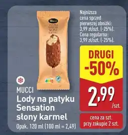 ALDI Lody na patyku Sensation słony karmel Mucci oferta