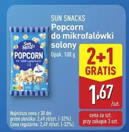 ALDI Popcorn do mikrofalówki solony Sun Snacks oferta