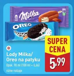 ALDI Lody Milka/Oreo na patyku oferta