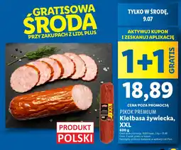 Lidl Kiełbasa żywiecka XXL 1+1 GRATIS Pikok Premium oferta