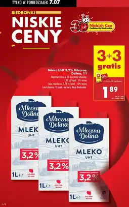 Biedronka Mleko UHT 3,2% Mleczna Dolina oferta