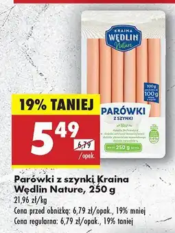 Biedronka Parówki z szynki Kraina Wędlin Nature oferta