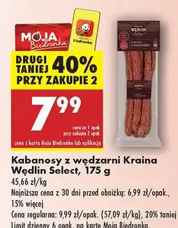 Biedronka Kabanosy z wędzarni Kraina Wędlin Select oferta