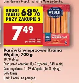 Biedronka Parówki wieprzowe Kraina Wędlin oferta