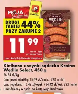 Biedronka Kiełbasa z szynki sądecka Kraina Wędlin Select oferta