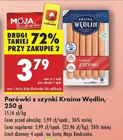 Biedronka Parówki z szynki Kraina Wędlin oferta