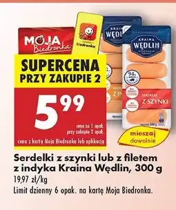 Biedronka Serdelki z szynki lub z filetem z indyka Kraina Wędlin oferta