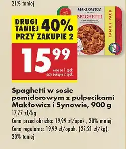 Biedronka Spaghetti w sosie pomidorowym z pulpecikami Makłowicz i Synowie oferta