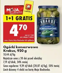 Biedronka Ogórki konserwowe Krakus oferta
